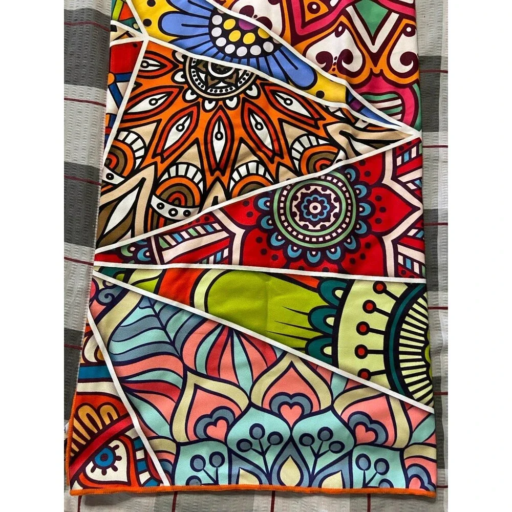 NWOT House of Clouds Colorful Bohemian Mosaic Travel Microfiber Beach Towel